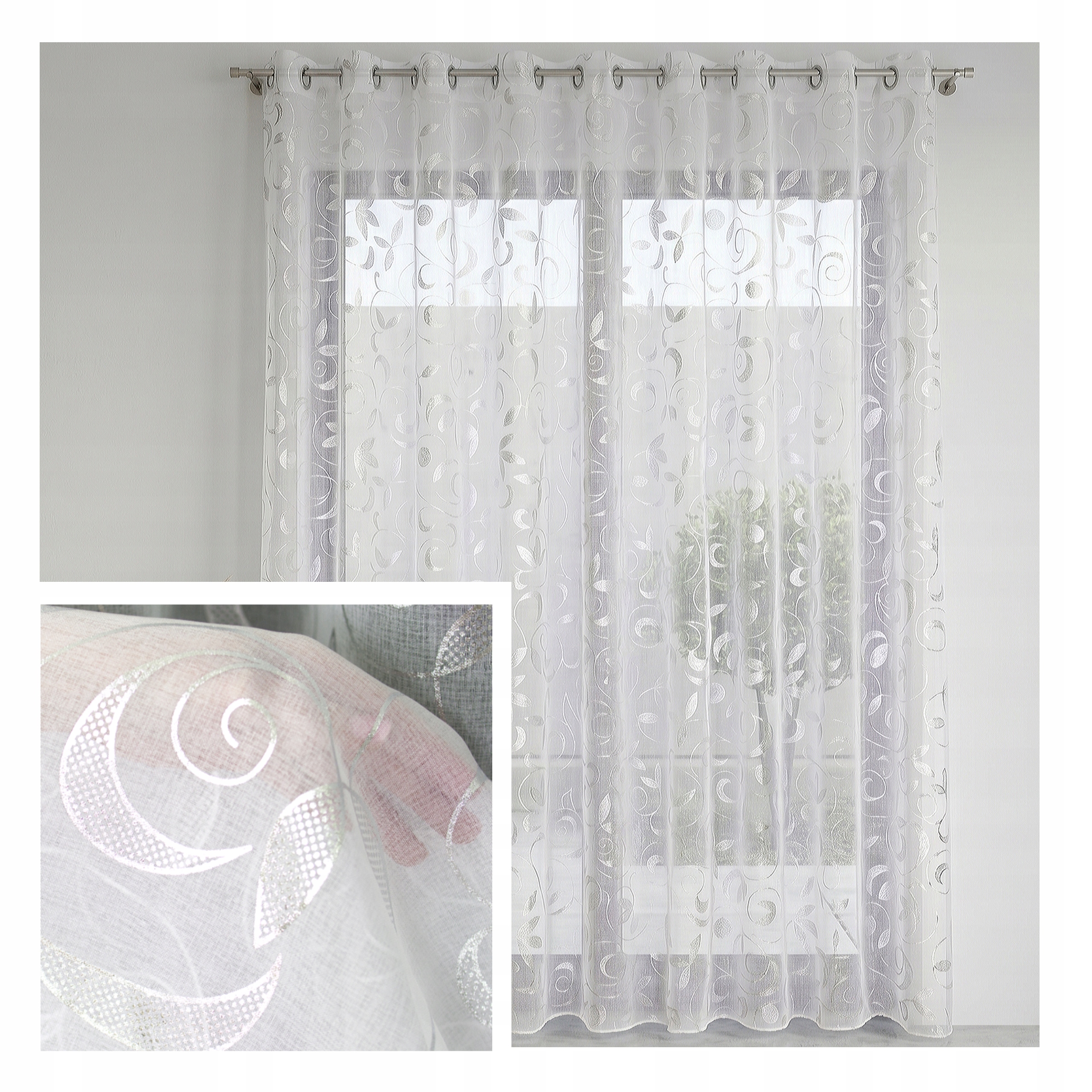 Hotová Záclona minimalistická Etamina S Olověnou Průchodkou 800x250 Noa