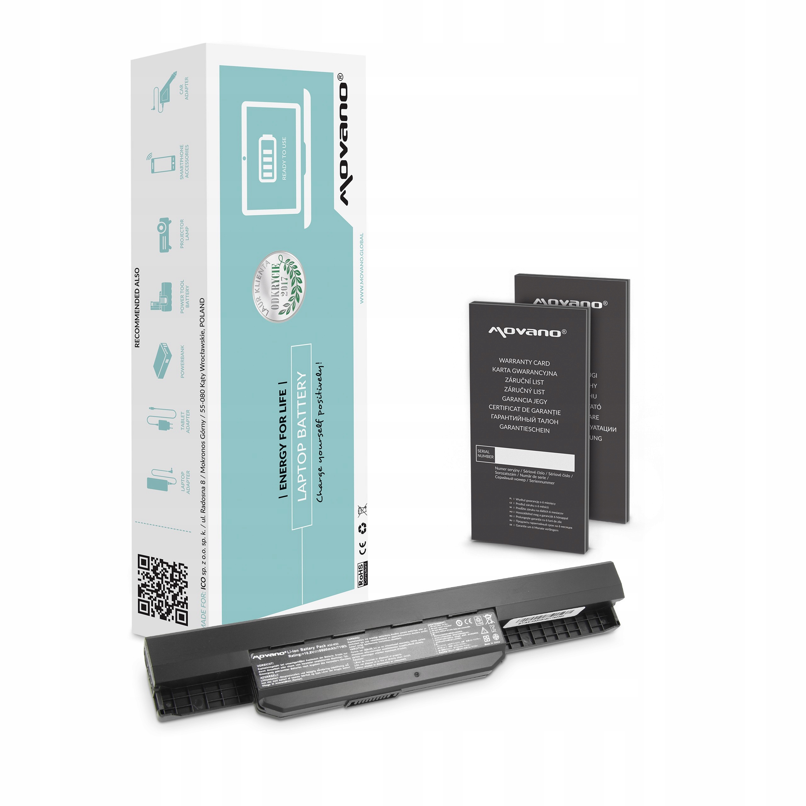 Baterie Movano pro Asus A53, K53 (6600 mAh)