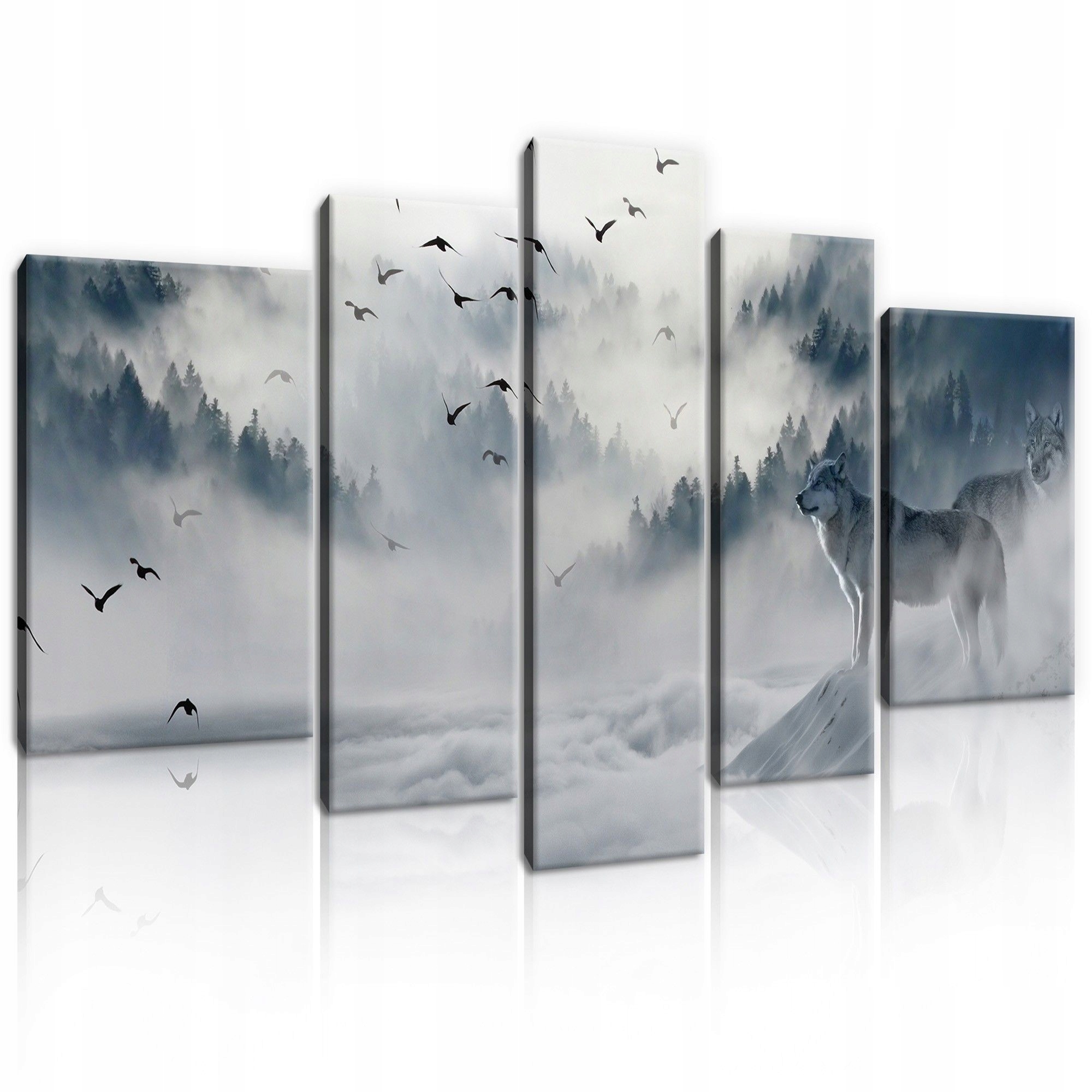 Obraz 170x100 Divoké zvieratá vlci les hmla hory príroda mystika