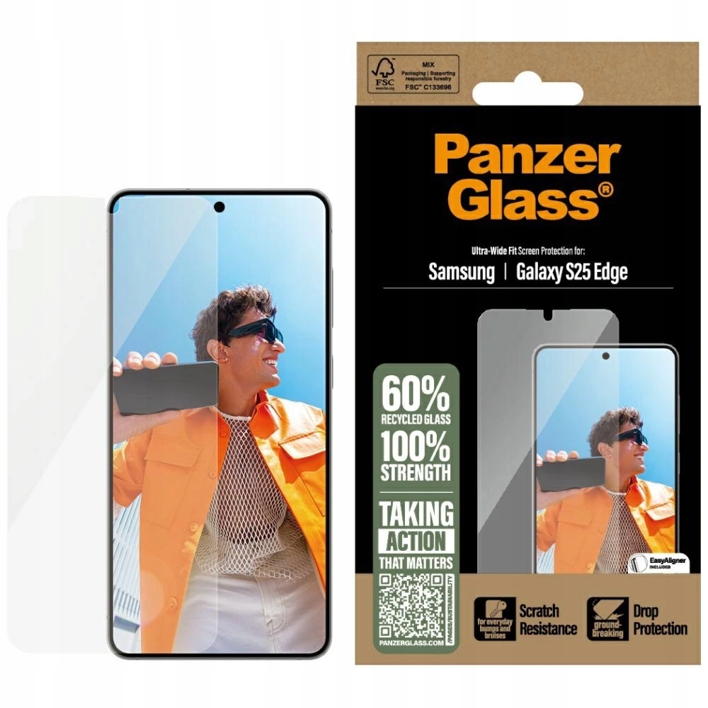 Tvrzené sklo pro Samsung S25 Edge PanzerGlass Ultra-Wide Fit
