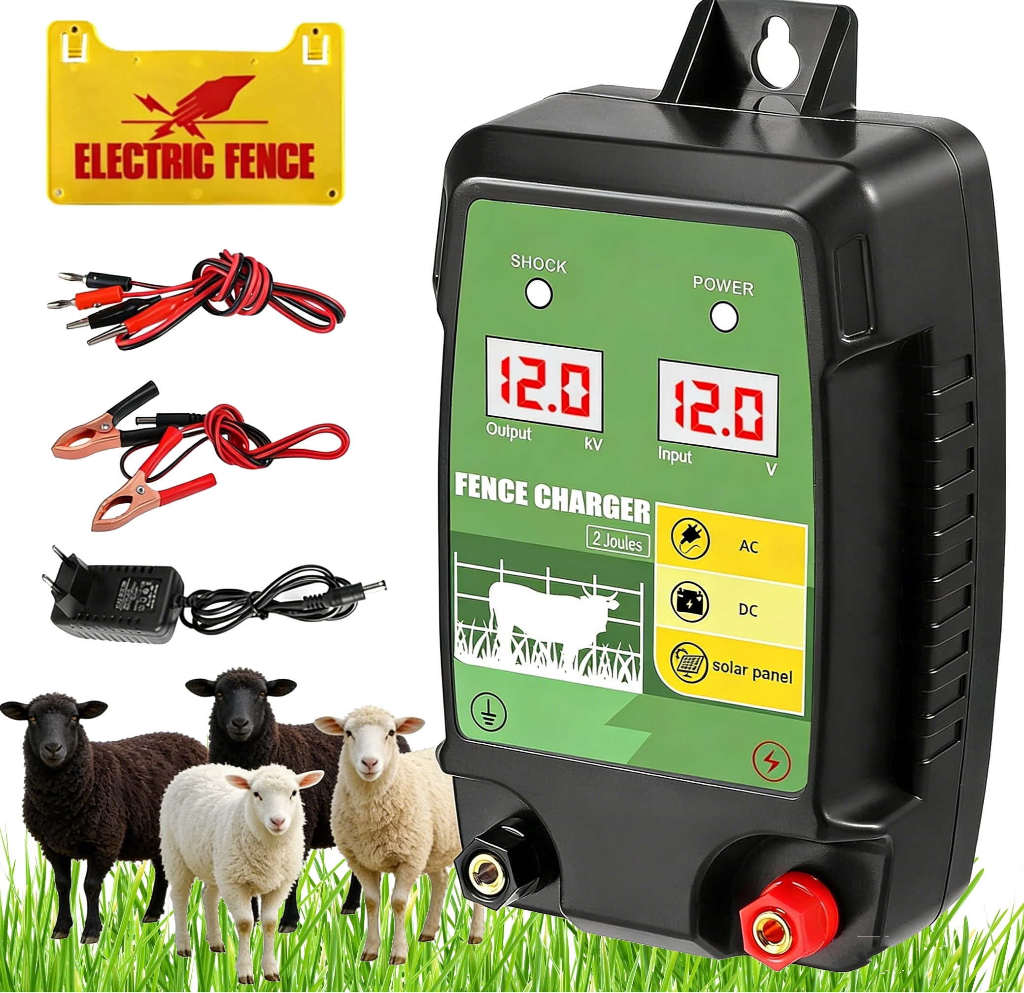Elektrizátor 1.5J-2J Led Pastuch Elektrický Dojezd 15KM Dobytek Koně