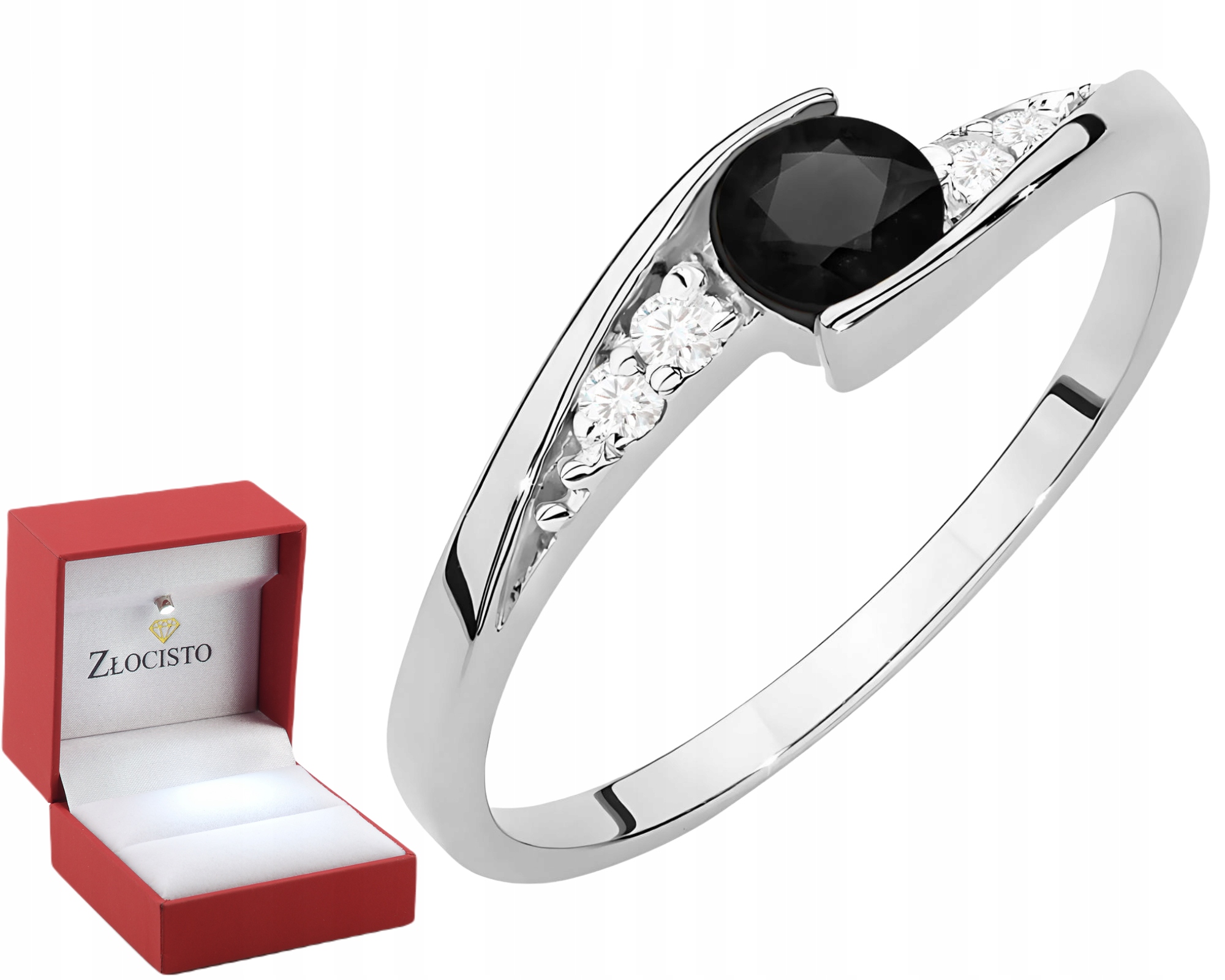 Bílé Zlato Prsten Černé Brilianty A Diamanty Zlato 585 Dárek Gravírování