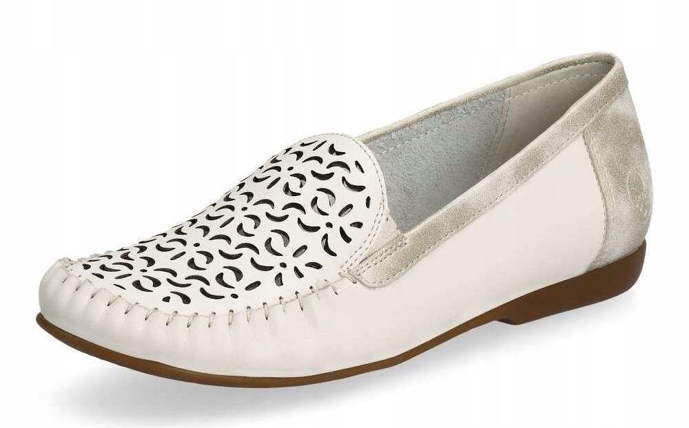 Rieker L6350-60 vel.38 béžové dámské kožené mokasíny