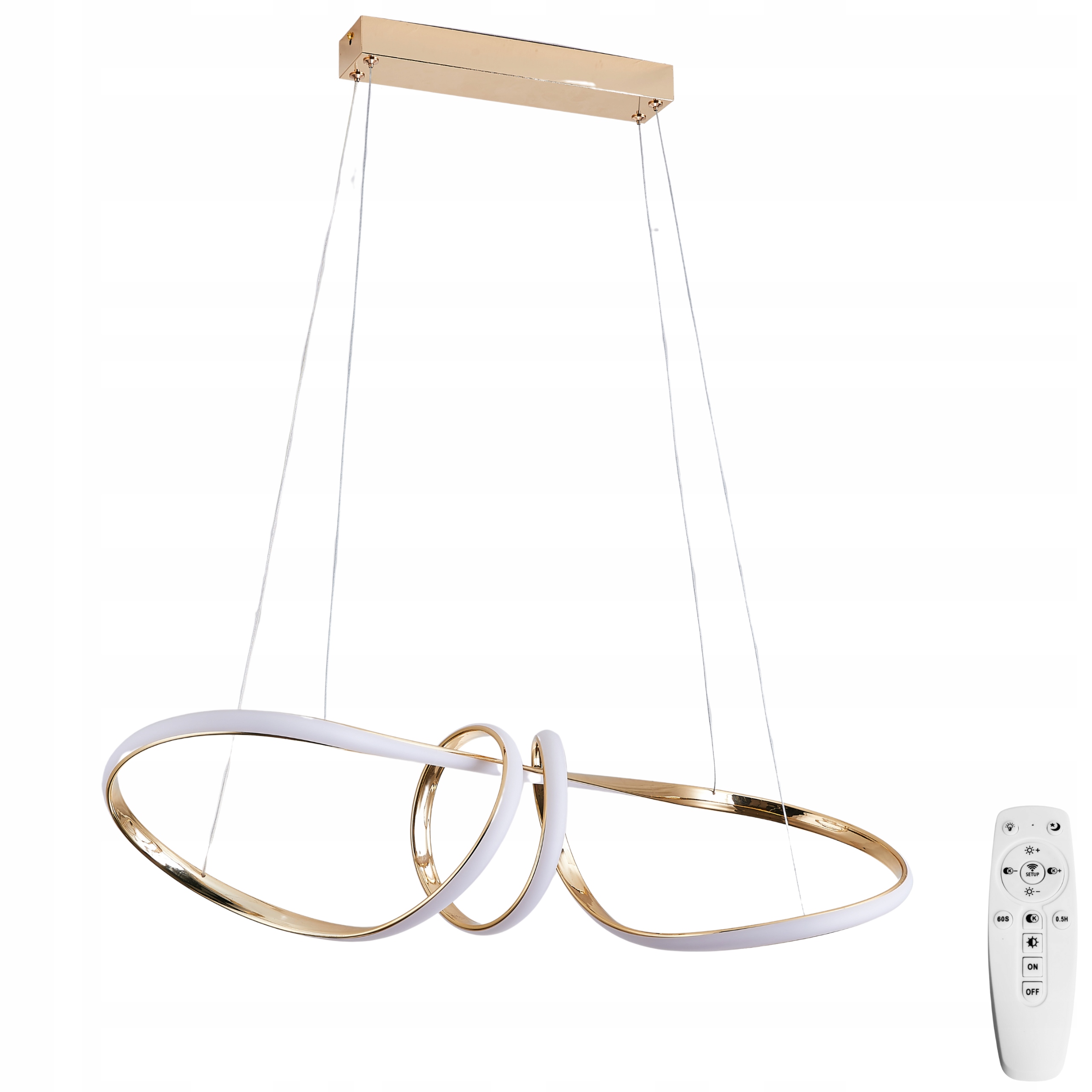 Lampa Sufitowa modern wisząca Żyrandol Led Pilot 70cm złota nad stoł