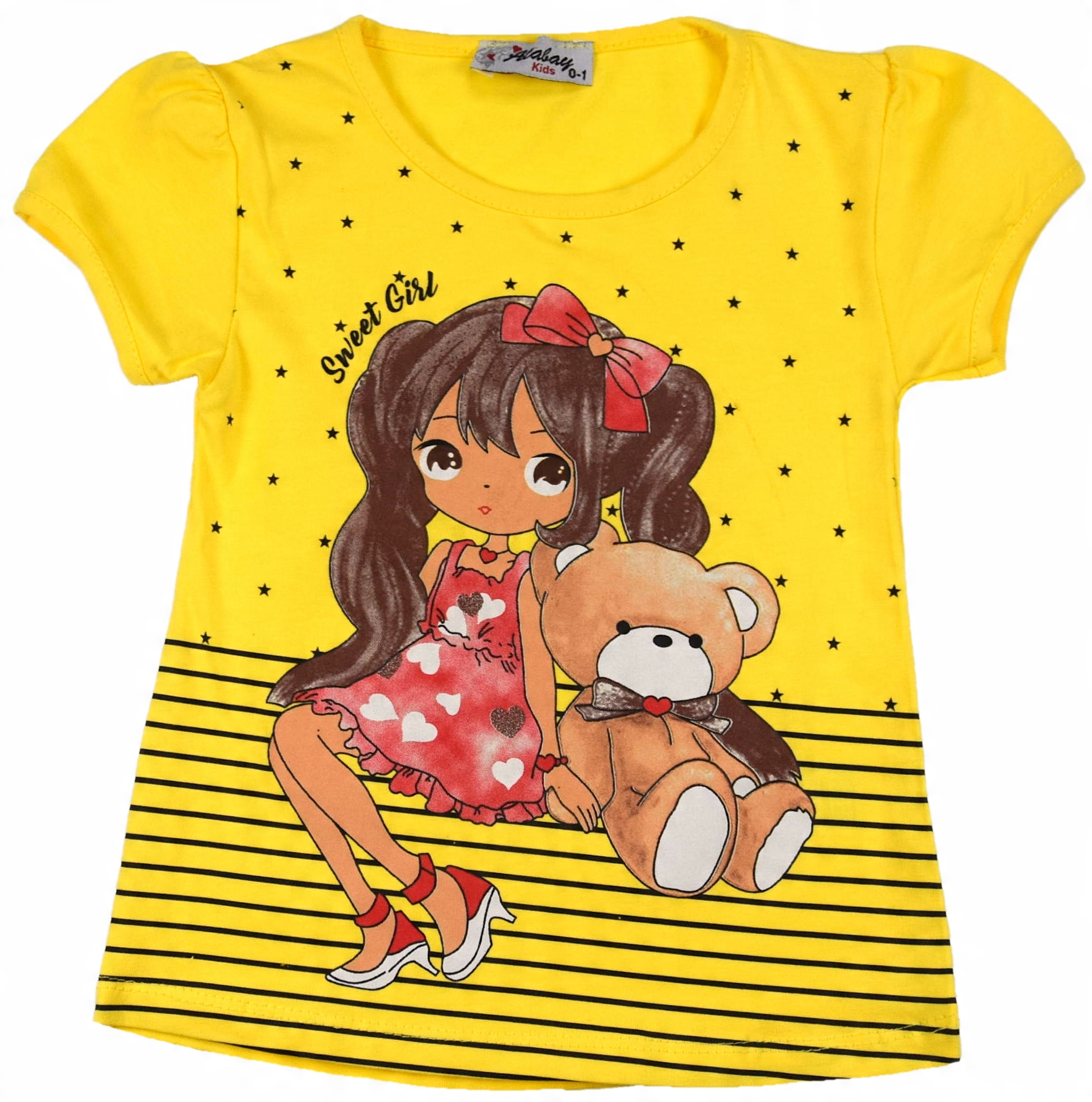 

T-shirt Koszulka Dziewczynka Miś Żółta 122/128