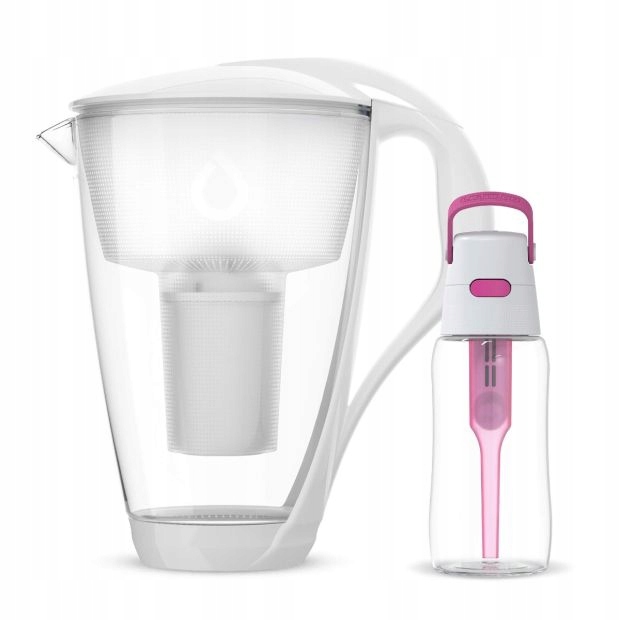 Szklany Dzbanek Dafi Crystal Biały Classic z Różową Butelką Solid 0,5