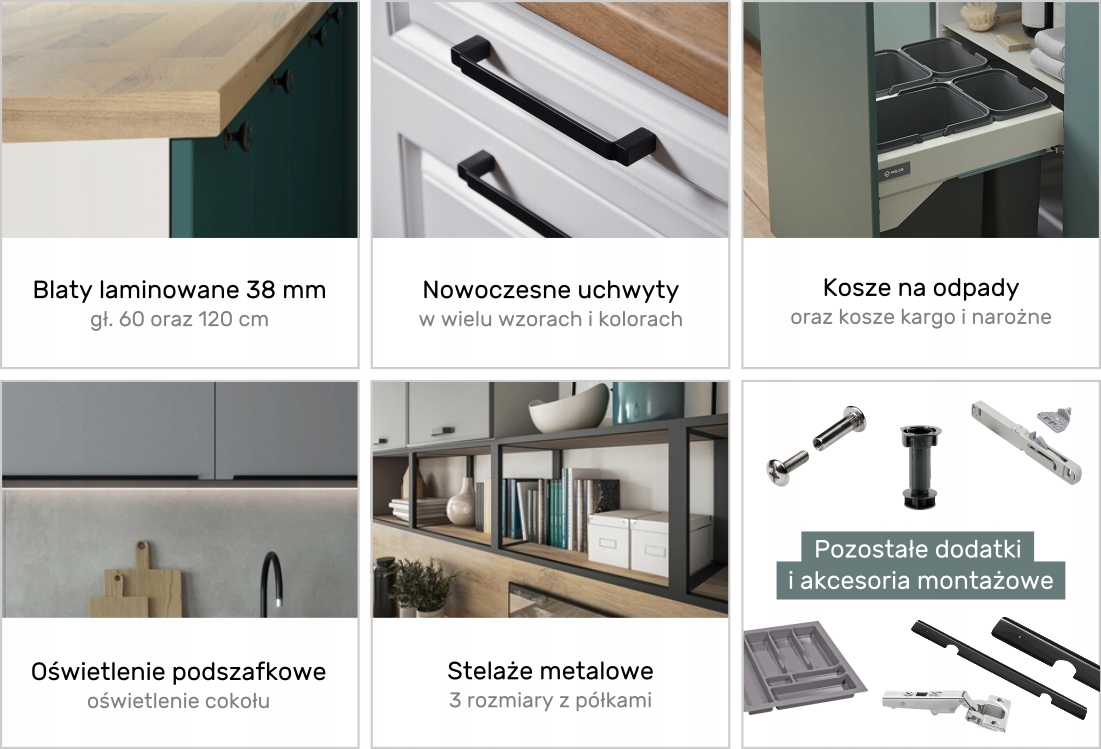 Kuchnia EMPORIUM Szafki, Meble kuchenne - LAMINAT Liczba elementów w zestawie 10