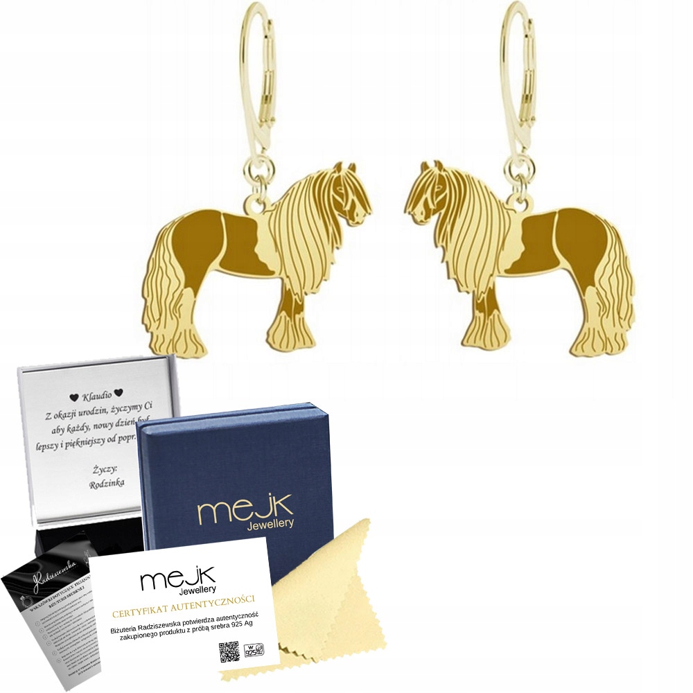 Náušnice Zlaté s gypsy Vanner 925 Šperky Žena Dárek Gravírování Bonus