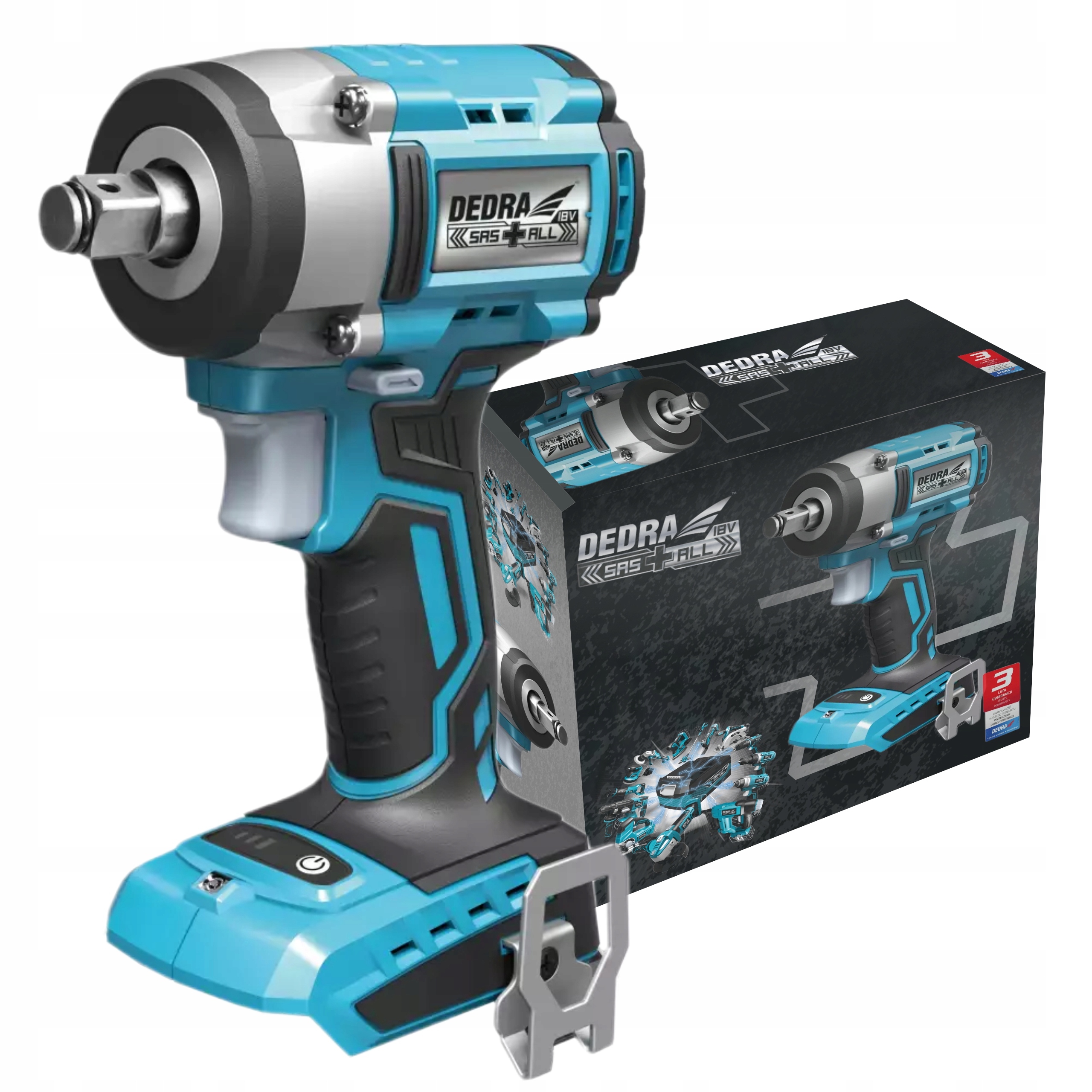 DEDRA KOMPAKTOWY KLUCZ UDAROWY BEZSZCZOTKOWY 350NM 1/2" 18V DED7153 SAS+ Zasilanie akumulatorowe
