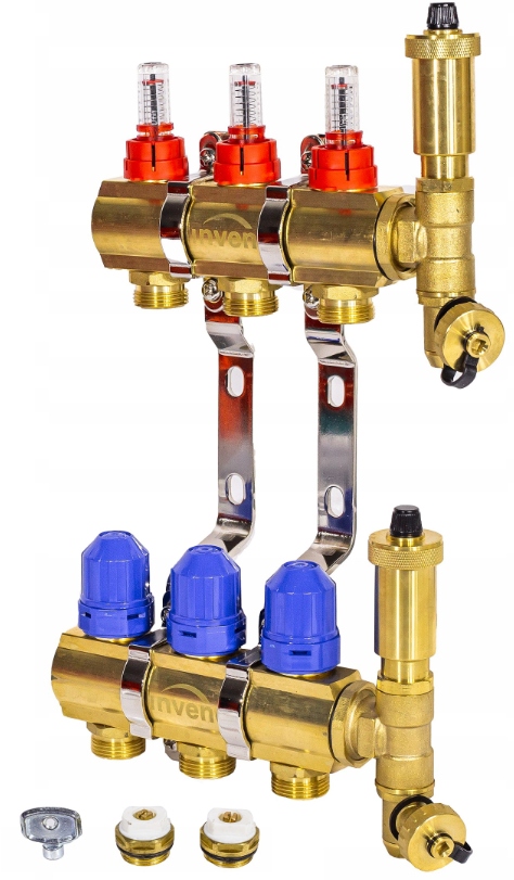 Podlahový Rozdělovač Podlahového Vytápění S 3 Obvodovými Mosaznými Sekcemi