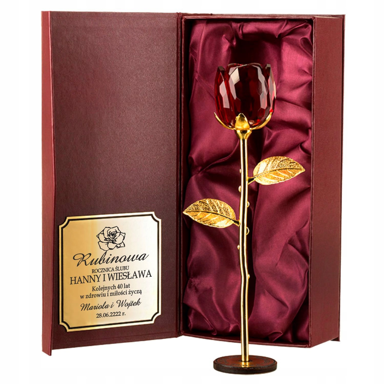 Wieczna Róża ze Szkła etui na 1-99 Urodziny Rocznicę Ślubu Mamy