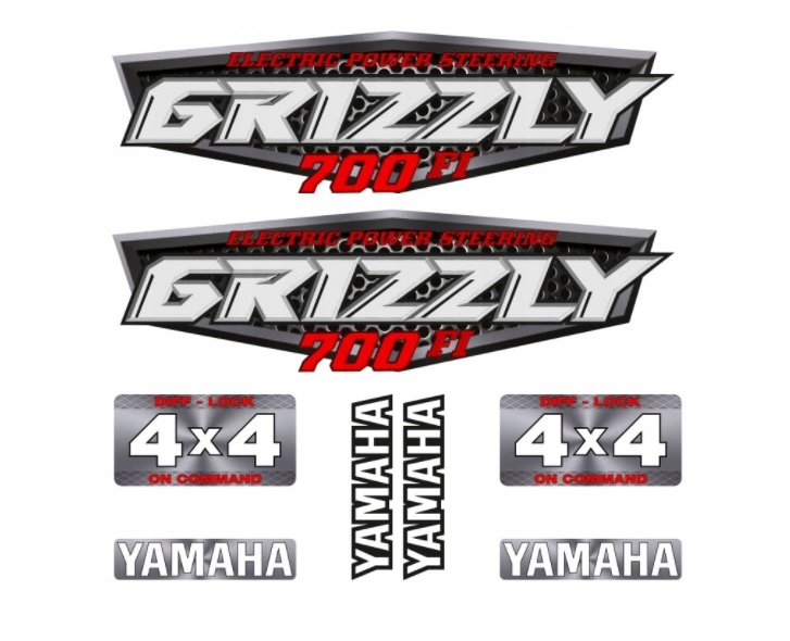 

Zestaw naklejek Yamaha Grizzly 700 kolor srebrny