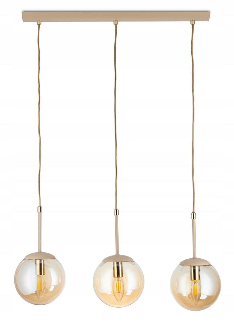 Závěsné svítidlo Maro béžovo-zlaté Sklo 3xE14 55 cm Moderní hnědošedá (Taupe)