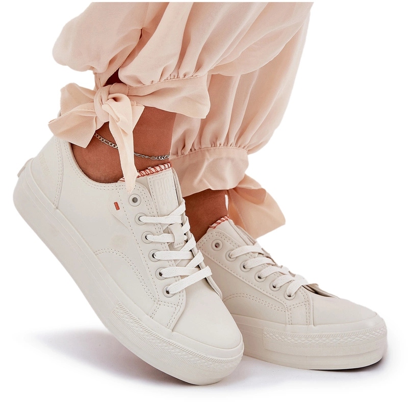 Dámské Eko Kožené Tenisky Na Platformě RR274A297 Světle Béžové 41