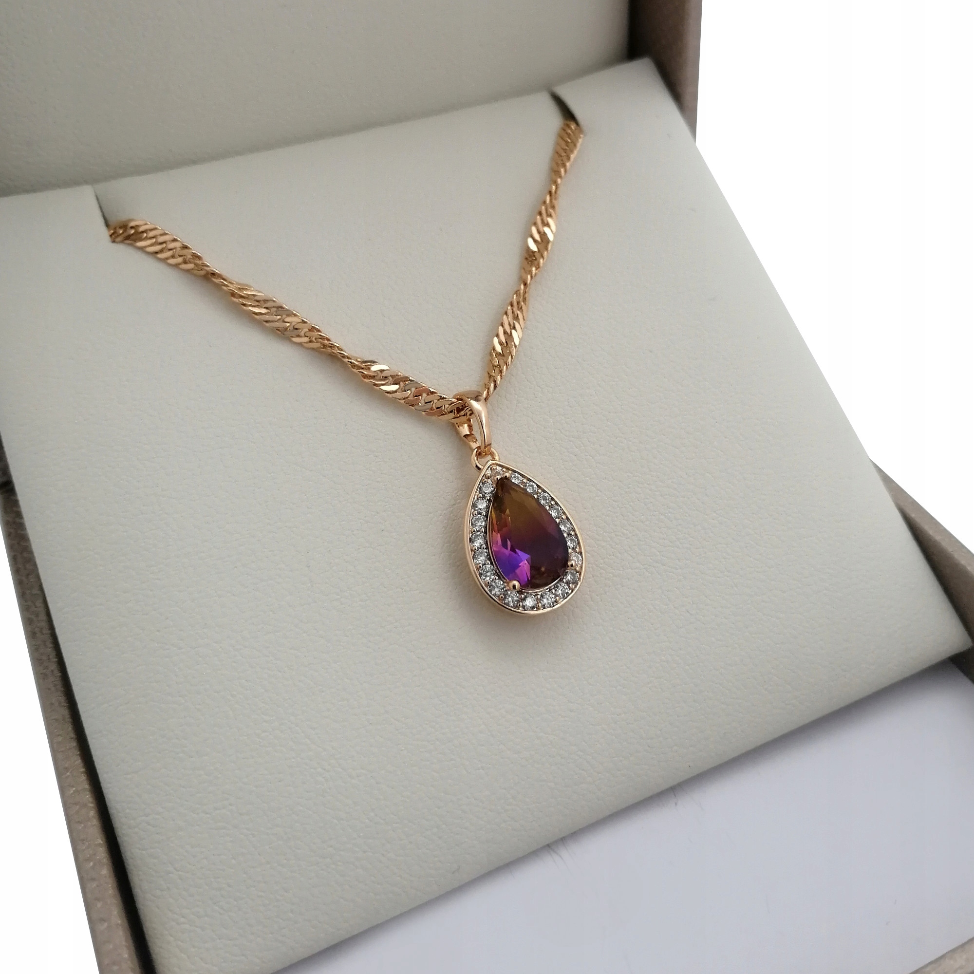 Zlatý Křišťálový Náhrdelník 18K 45 CM 3 MM Dárek