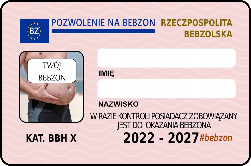

Pozwolenie na Bebzon Spersonalizowane