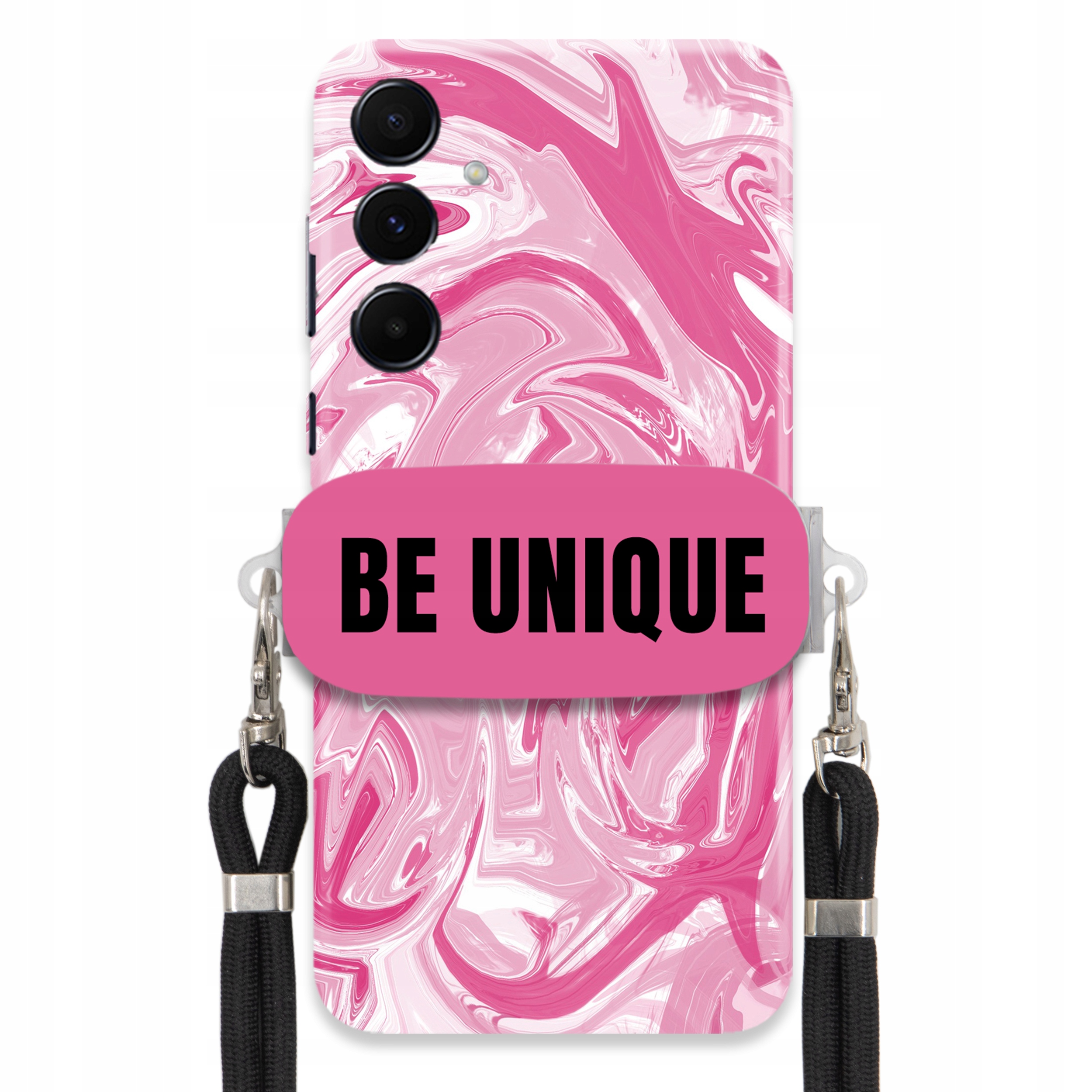 Puzdro pre Samsung A55 5G Case držiak Šnúrka Čierna Ružová Mramor Be Unique