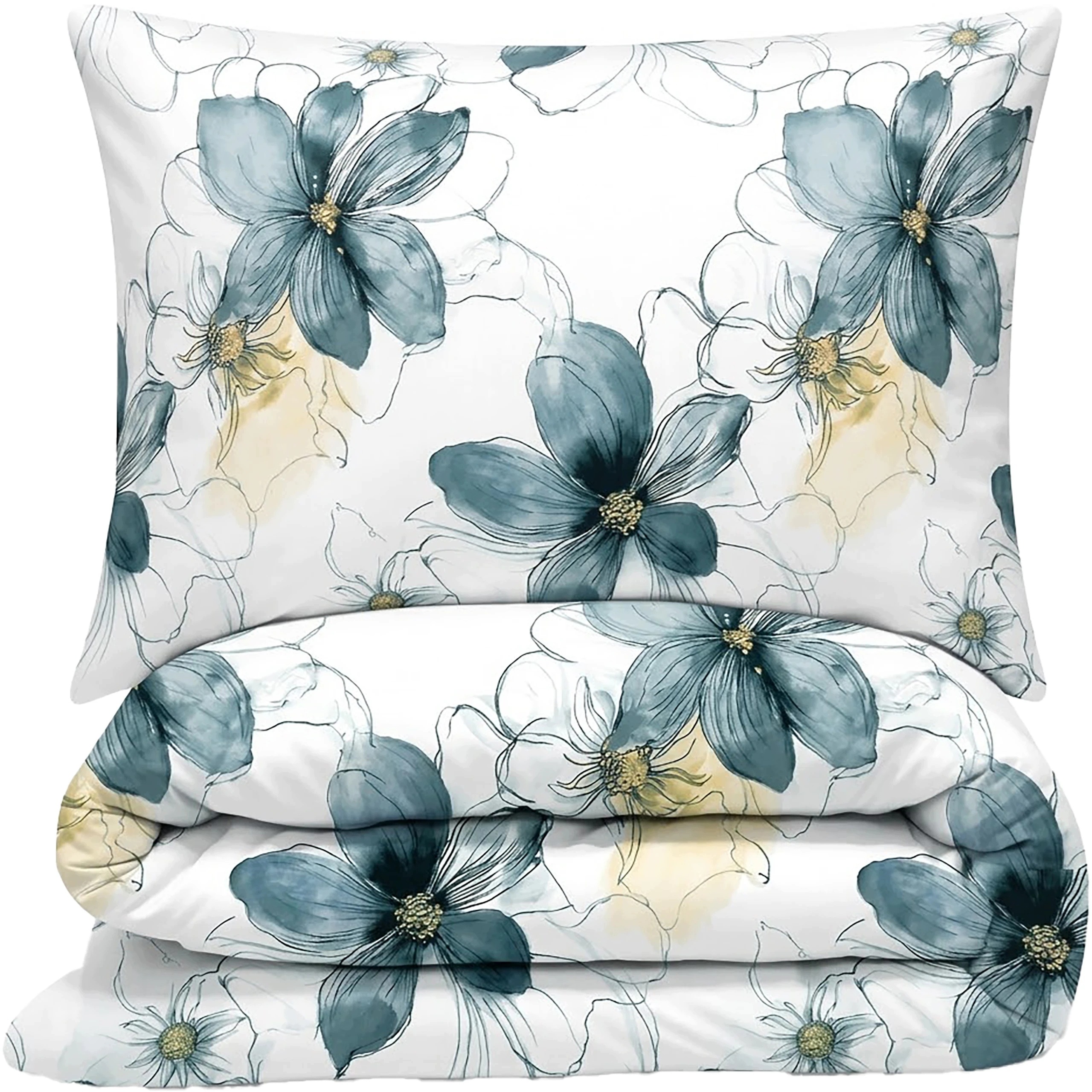 Pościel Flanelowa Kwiaty Wiśni 4cz Prześcieradło 180x230 Sakura 160x200