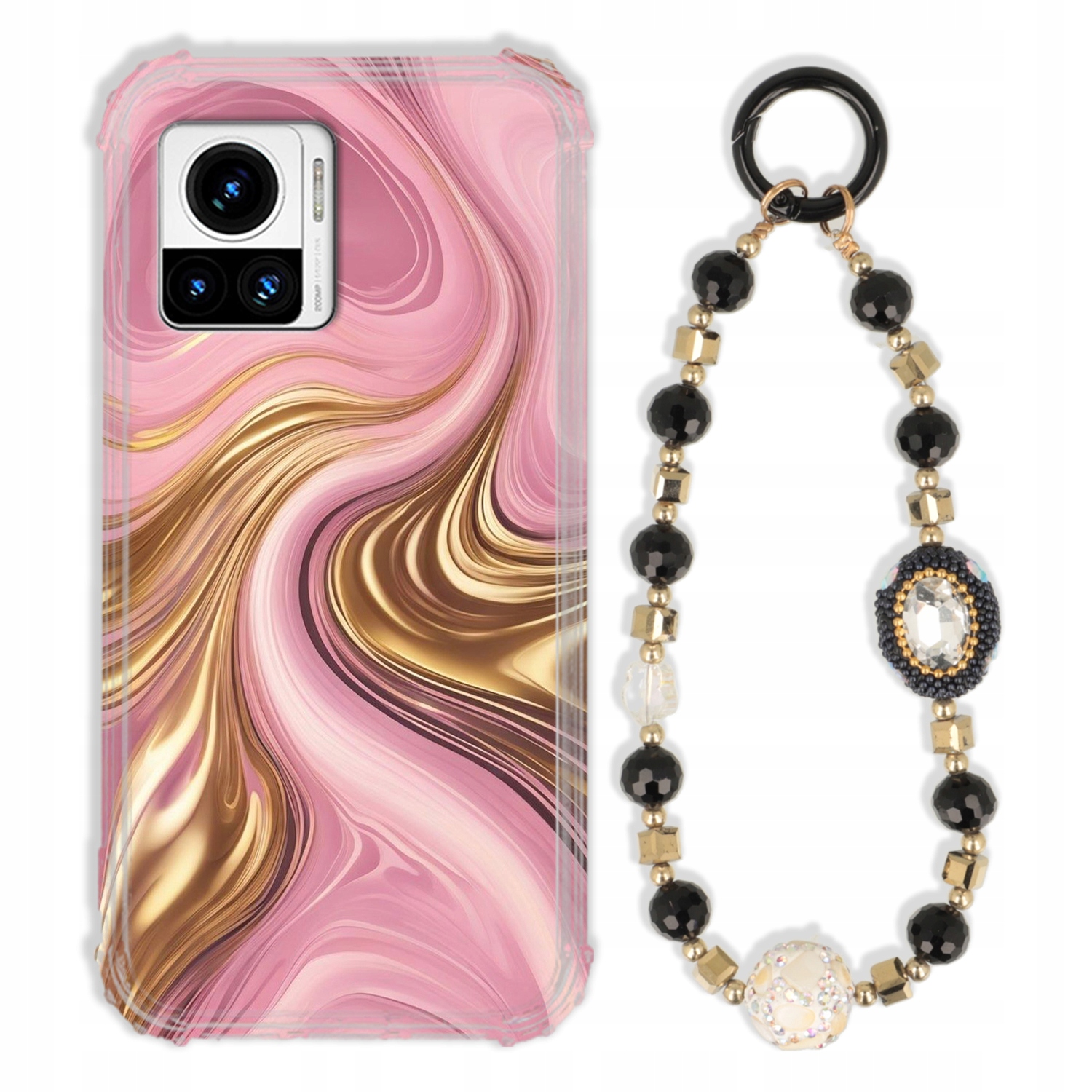 Puzdro Pre Motorola Edge X30 Pro 5G Antishock Zirkóny Čierno Zlaté|pevné|