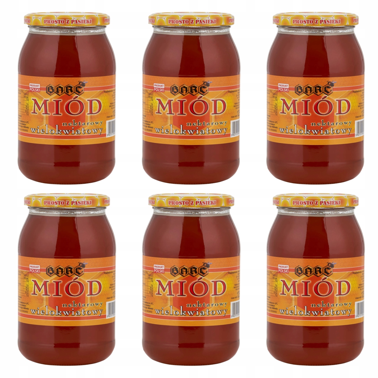 Sada medu mnohokvětého 1250 g Sada 6 ks Přírodní polský med