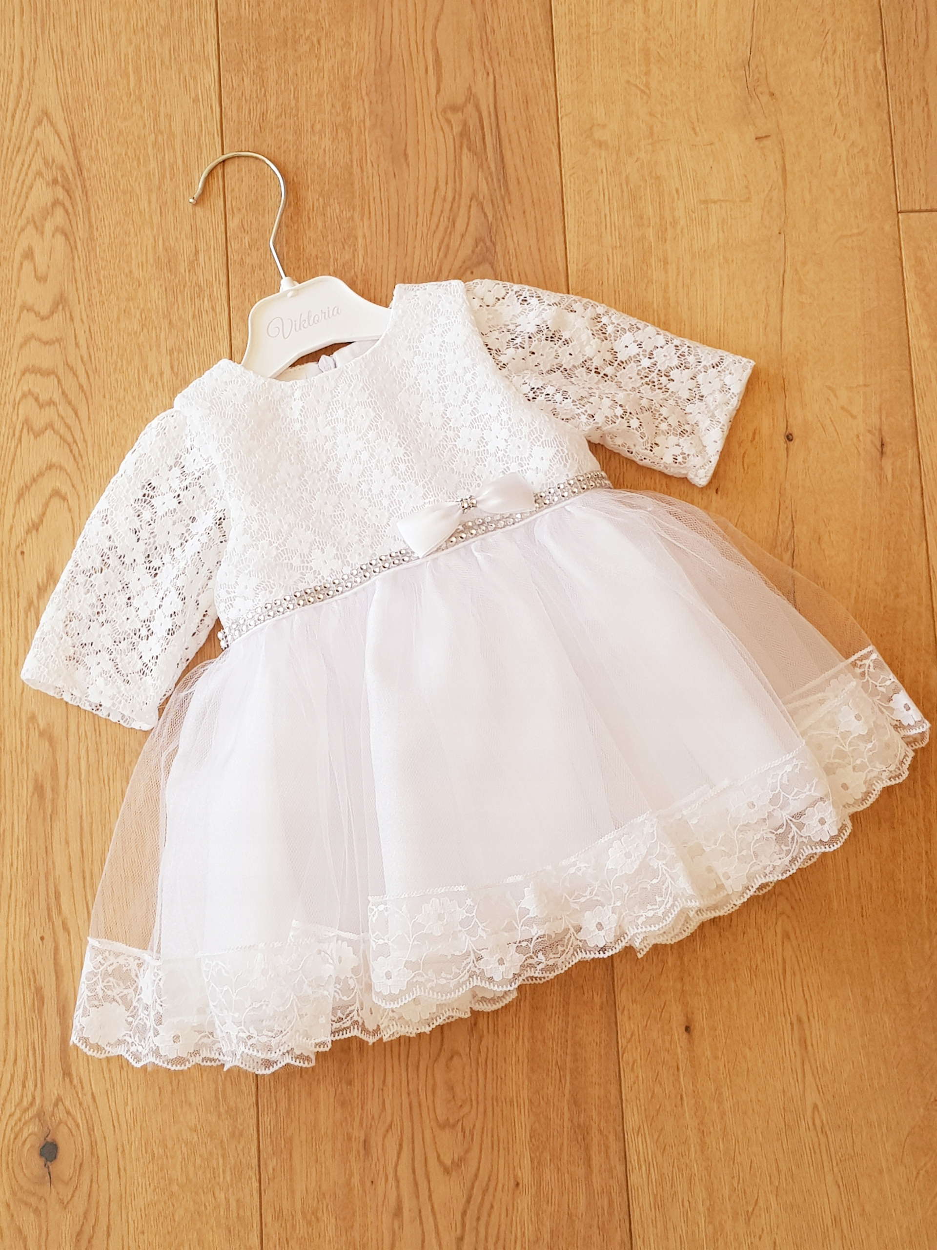 Biała sukienka do chrztu rozmiar 62 tiul koronka