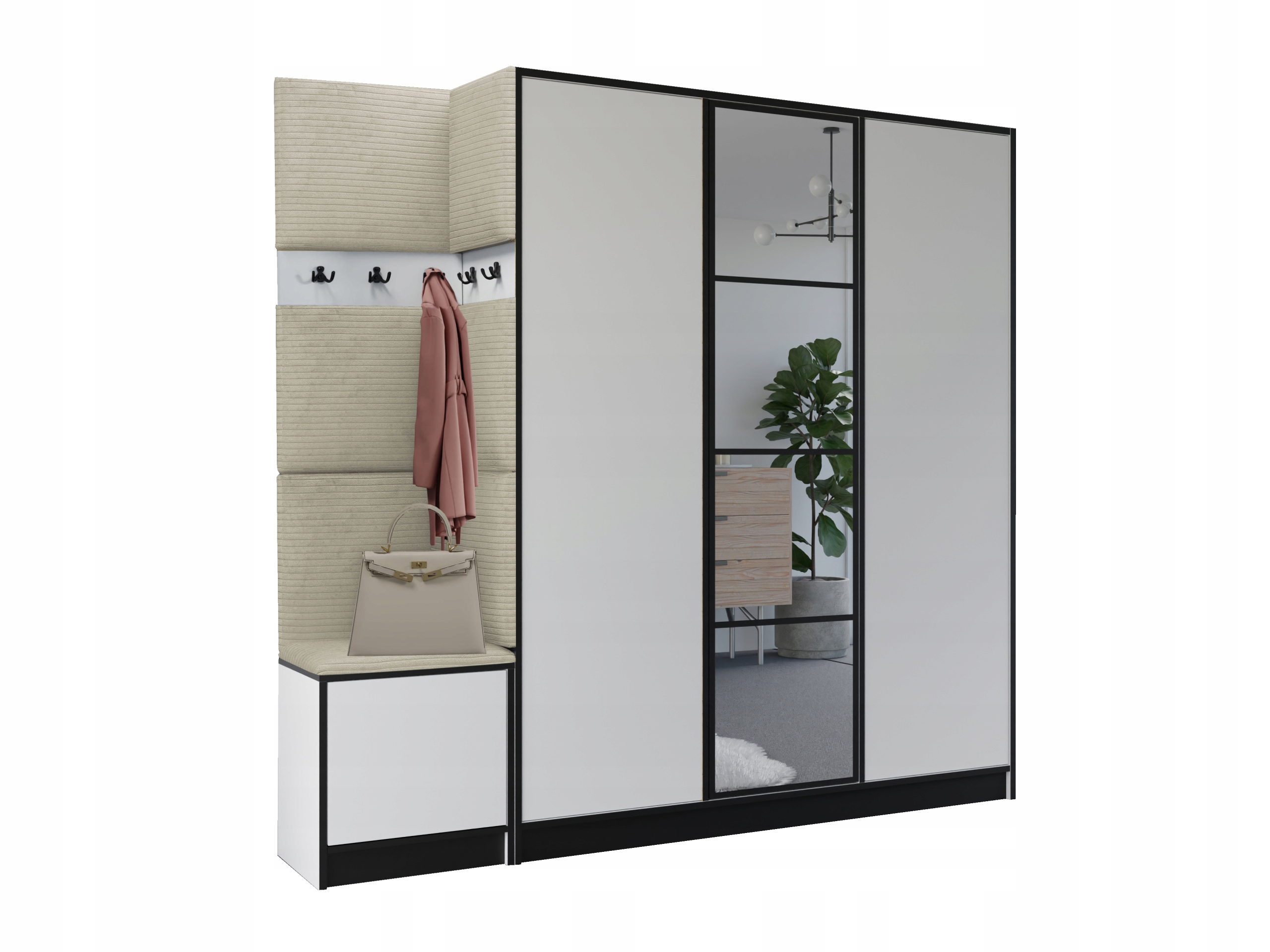 Šatní skříň Costa 14 bílá tkanina poso 100 béžová Vzor 1