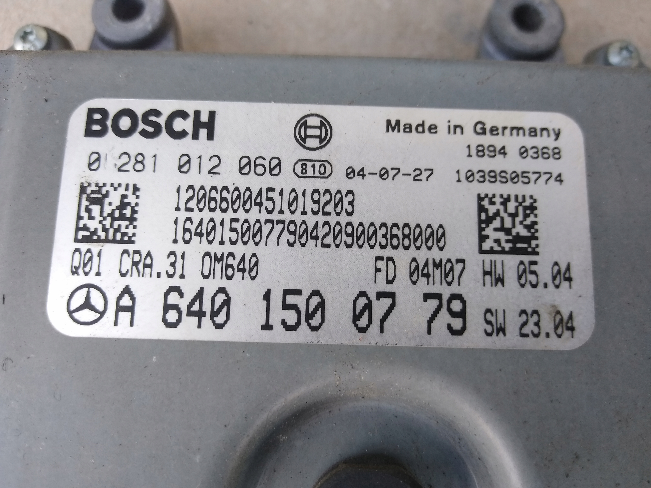 control unit of the engine 0281012060 MERCEDES 169 2,0 CDI