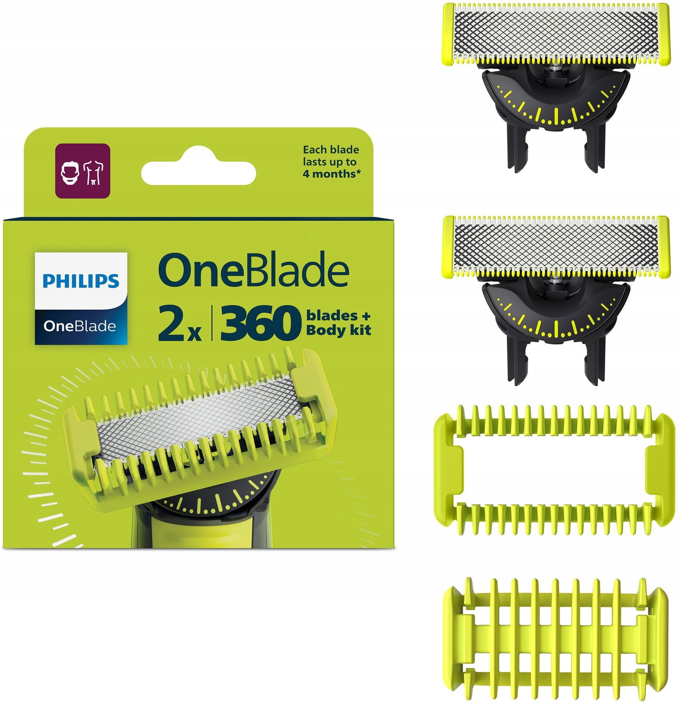 Philips OneBlade QP624/50 Náhradní břity 360 nástavce