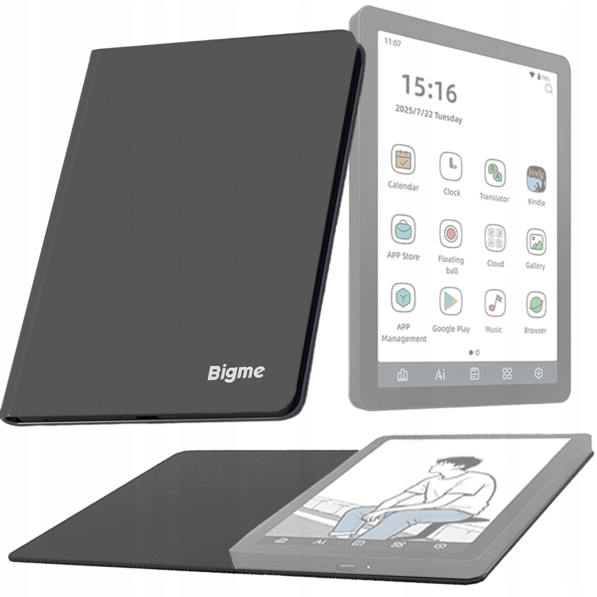 Pouzdro pro Bigme B6 Čtečku e-knih s klopou Šedé