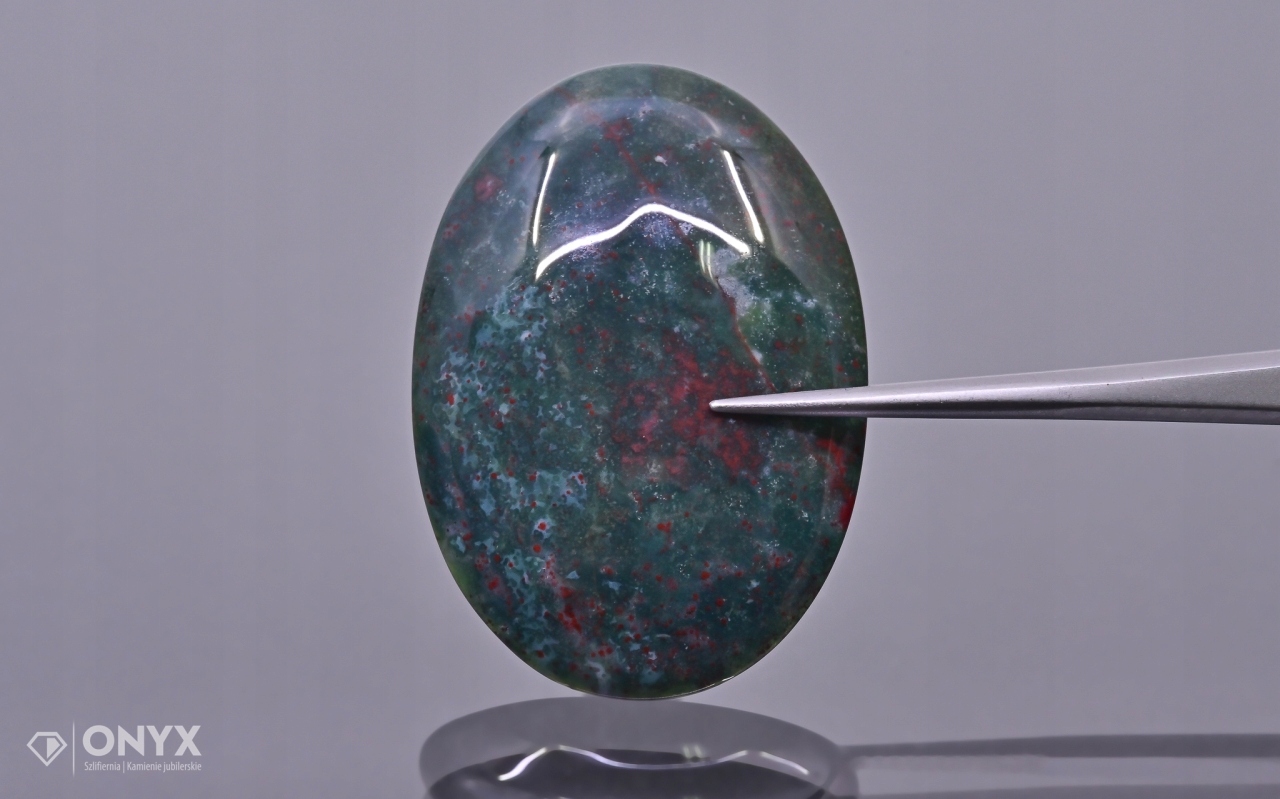 Heliotrop nízký kabošon ovál 30x20 mm