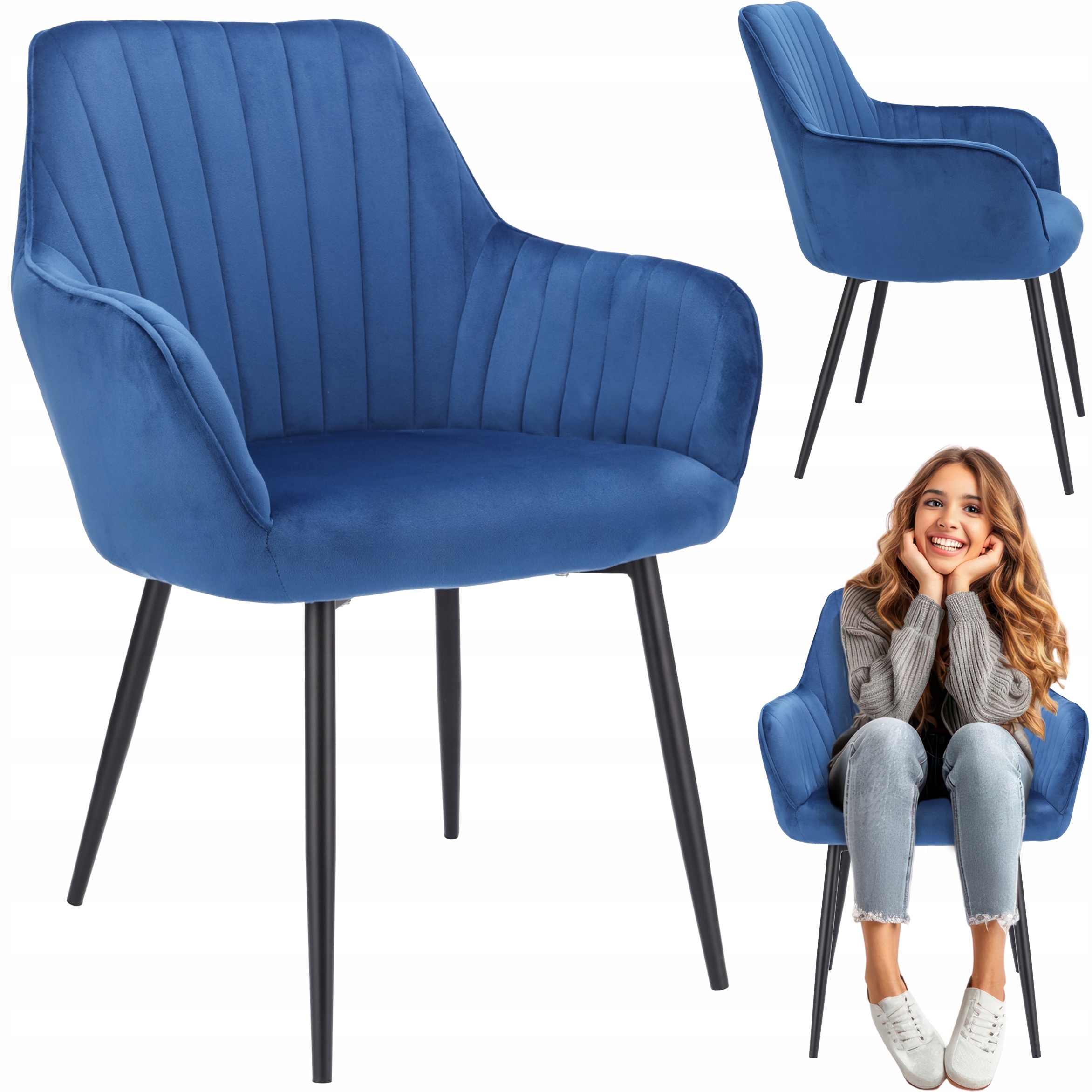 Stolička Cora Modrá čalúnená obývacia izba