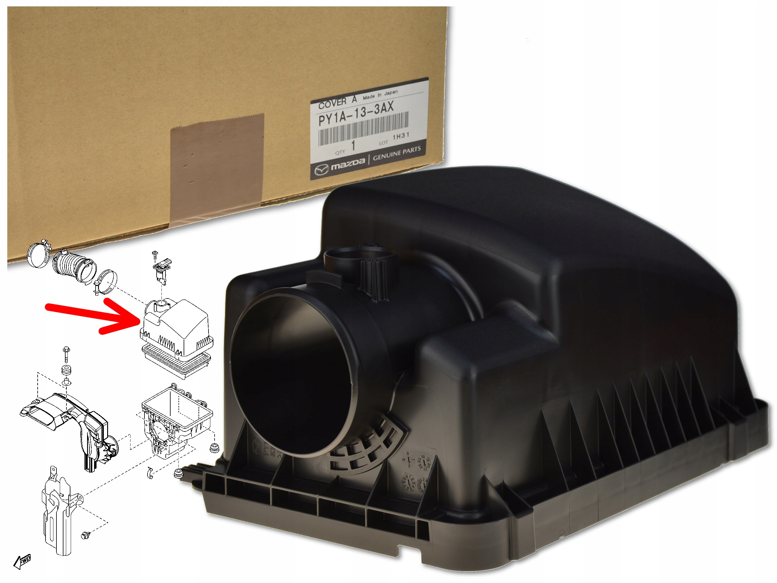 PY1A133AX - ВЕРХНИЙ КОРПУС ВОЗДУШНОГО ФИЛЬТРА PY1A-13-3AX MAZDA