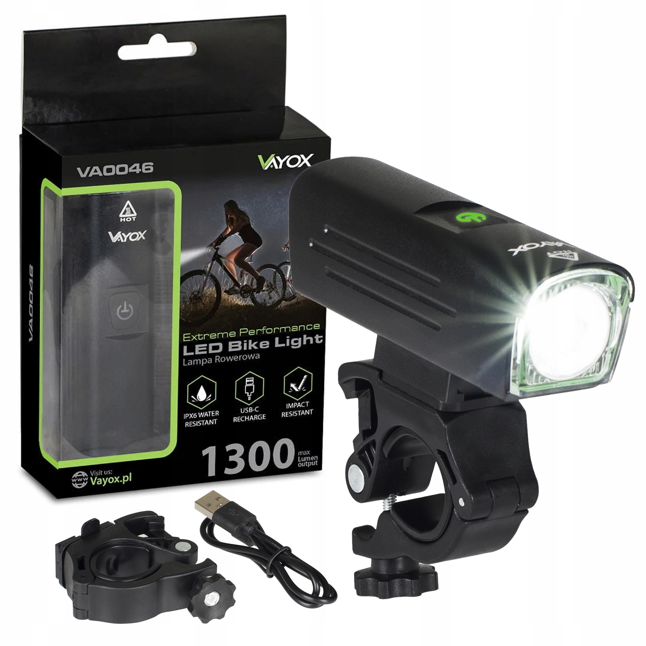 Led svítilna na kolo na volant s akumulátorem 4500 mAh Usb lampa