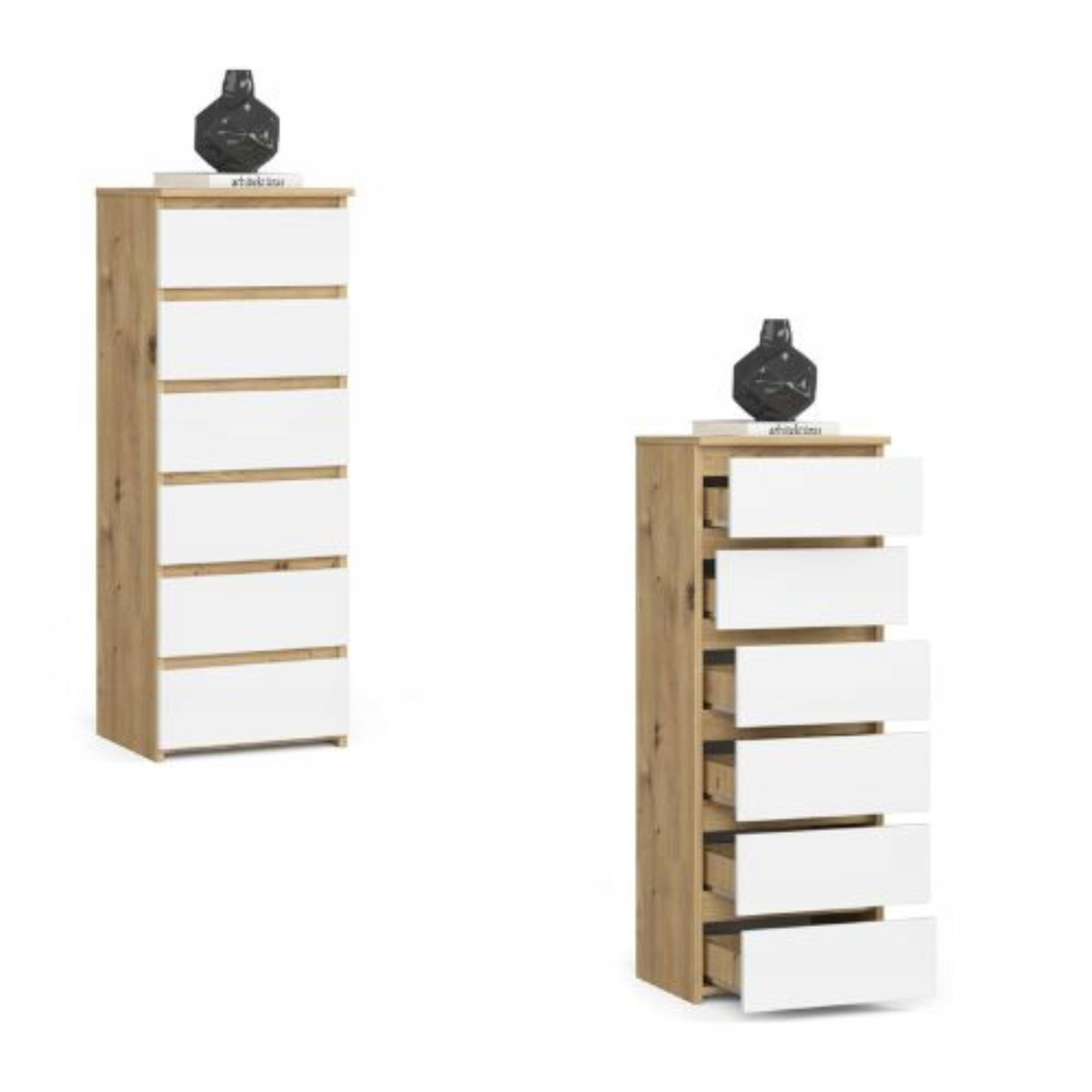 Komoda, skrinka 40 cm CL6 6 zásuviek artisan-biela Akd