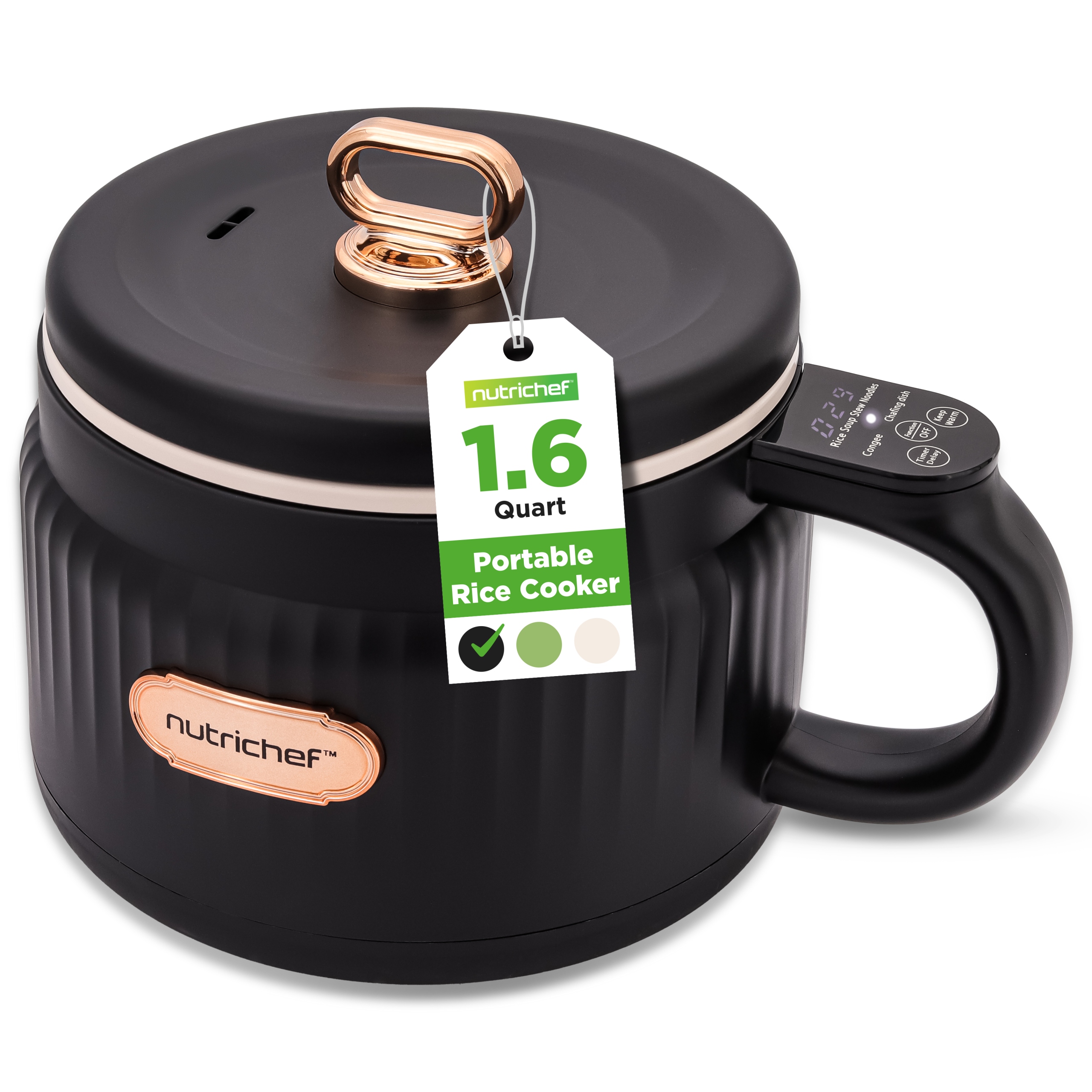 Ryżowar Garnek Do Gotowania Ryżu Zup Makaronu 1,5L Czarny Nutrichef 600W