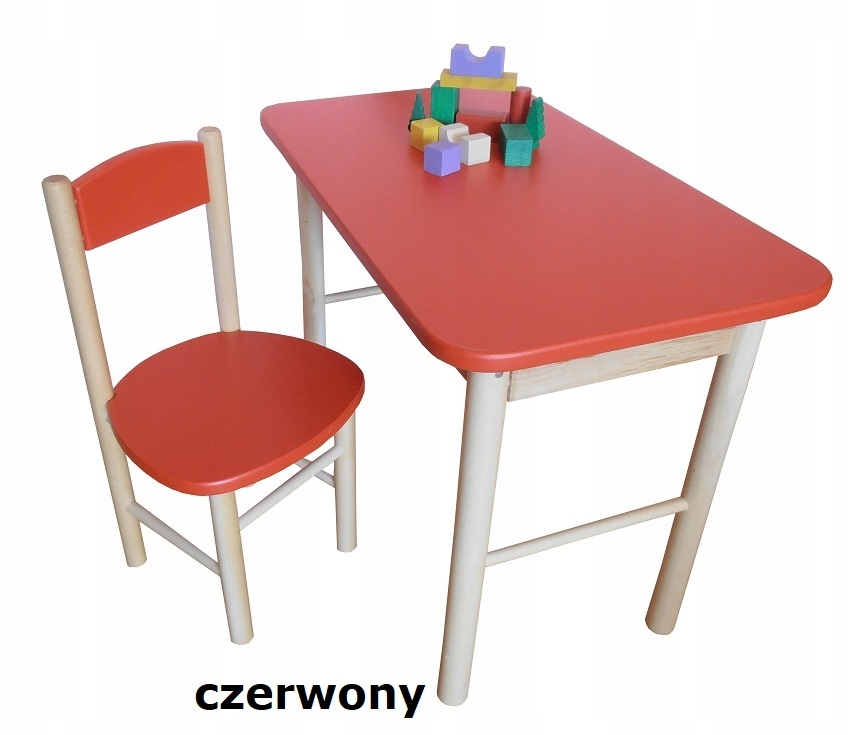 STOLIK Z KRZESEŁKIEM dla dzieci - drewniany - BIAŁY Szerokość stołu 40 cm
