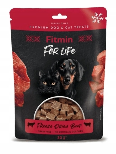 4x Fitmin For Life lyofilizované hovězí maso 30 g – psí pamlsek a kočku