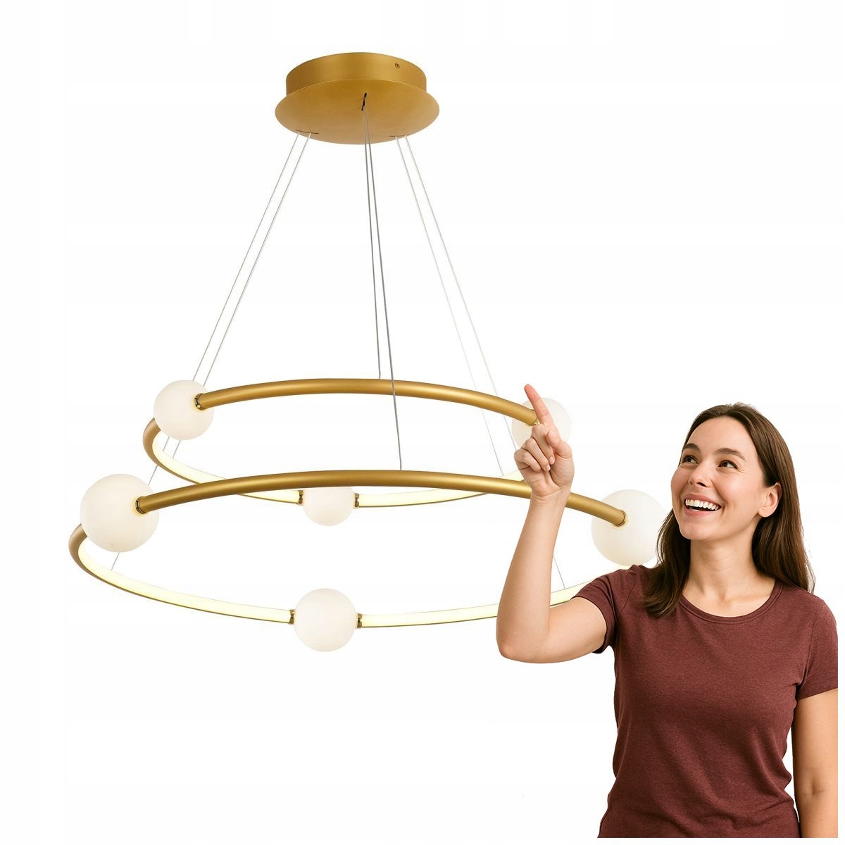 Závesná Led lampa Lozanna starožitná hnedá 87 cm Italux