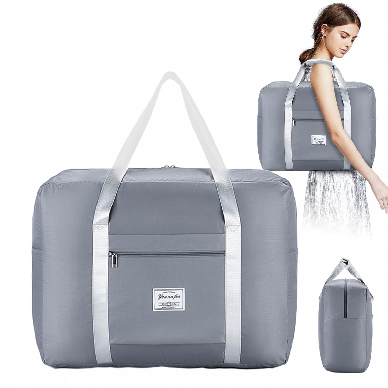 SKŁADANA TORBA PODRÓŻNA DO SAMOLOTU 55X40X20 BAGAŻ PODRĘCZNY RYANAIR SZARA Wzór dominujący bez wzoru