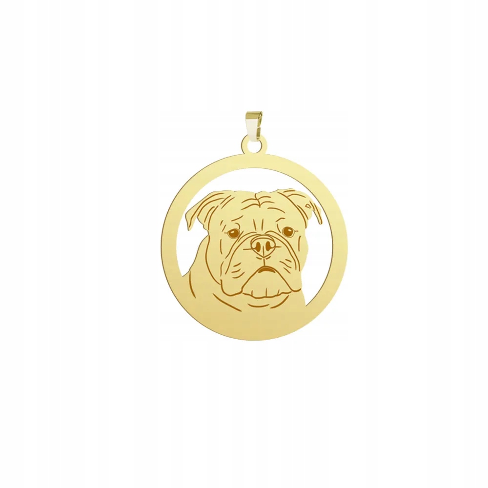 Zlatý přívěsek se psem Continental Bulldog 925 Žena Gravírování Bonus