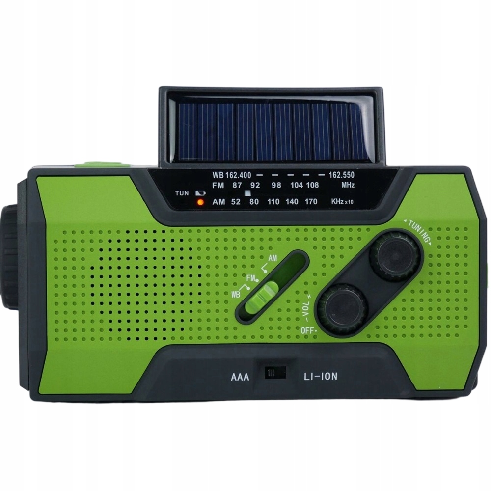 Přenosné Solární Rádio Korbka Alarm Dynamo Nouzová Svítilna Powerbank 3v1