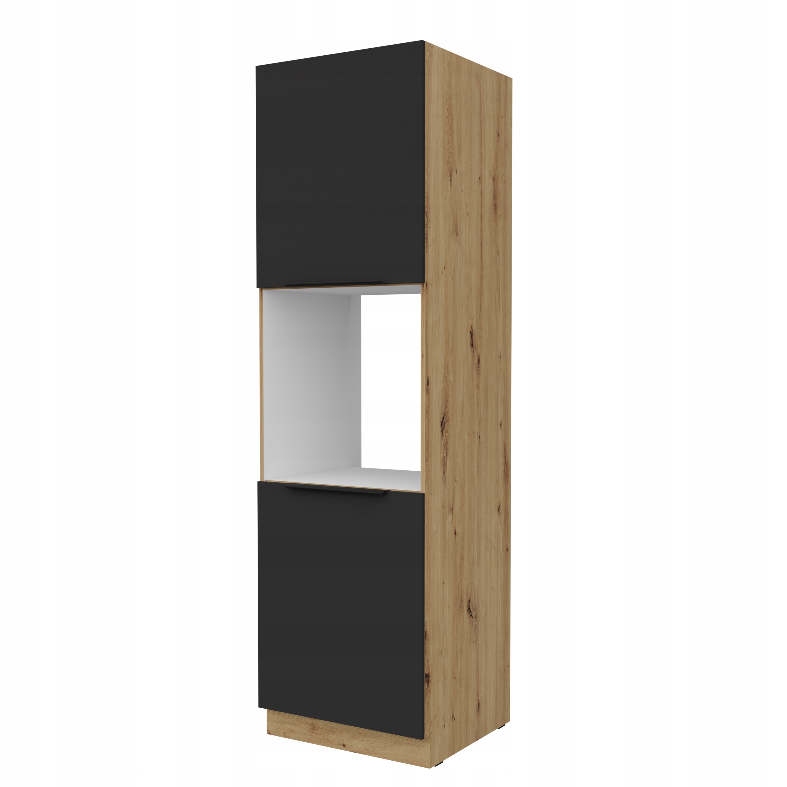 Vysoká kuchyňská skříňka na troubu 60 cm, komínový sloupek, černá matná barva