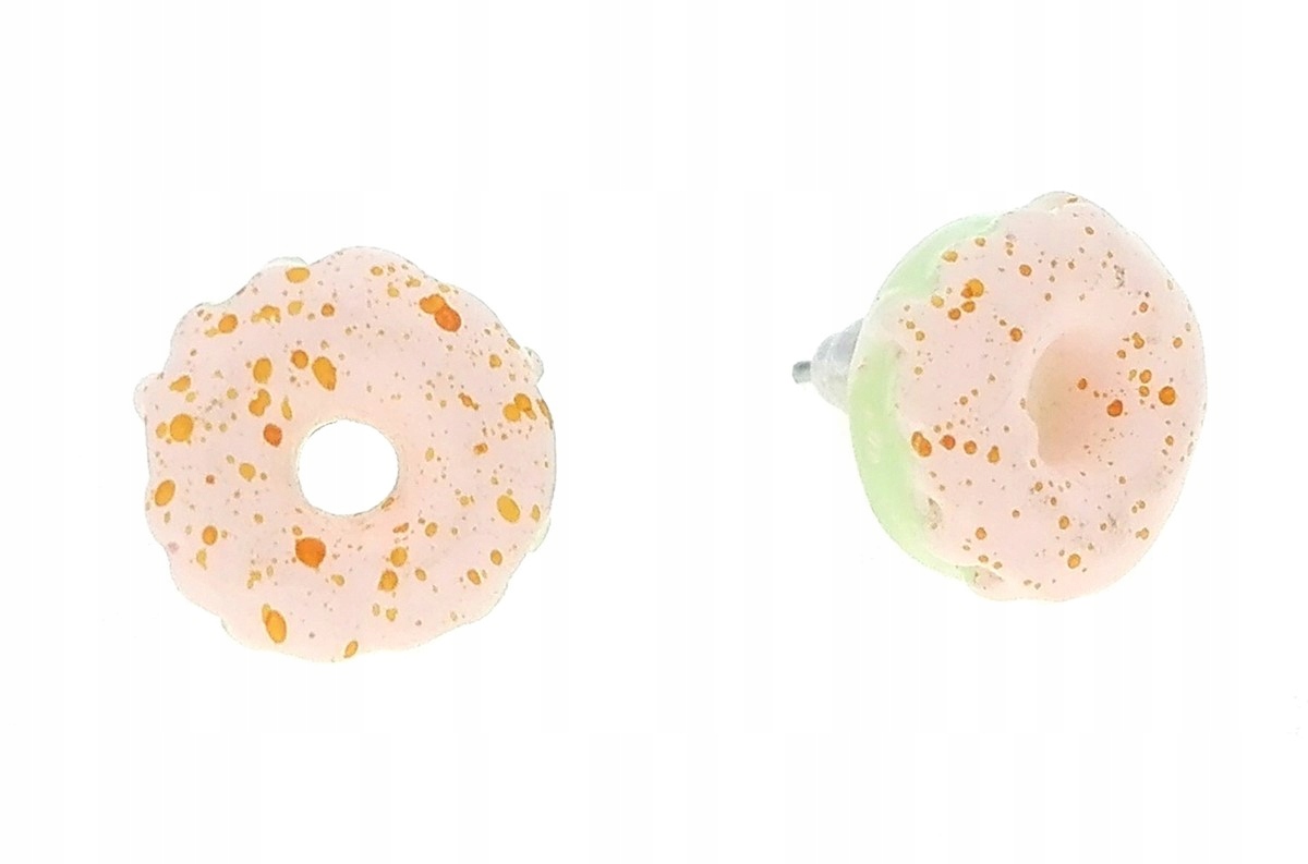 

Kolczyki pączki polewa truskawkowa i posypka