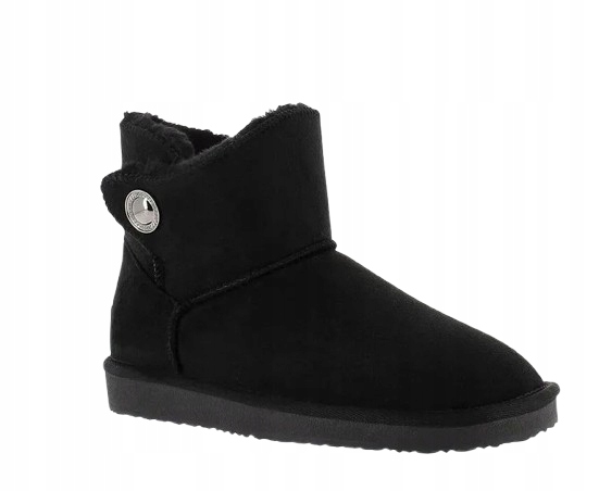 Islandské Boty, Černé Sněhule S Měkkou Kožešinou A Knoflíkem 37 3DD