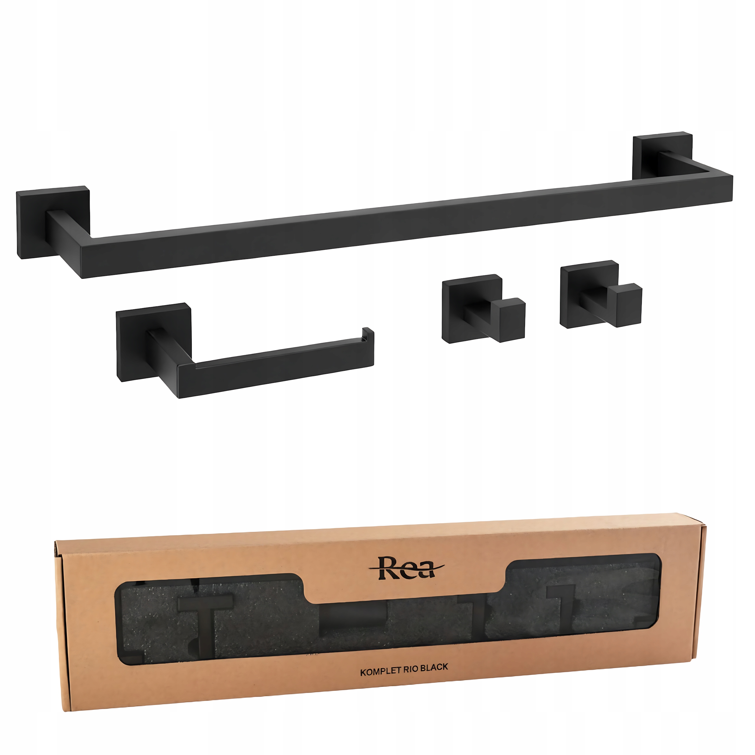 Sada Koupelnových Věšáků Rio Black, Držák Na Toaletní Papír, Komplet