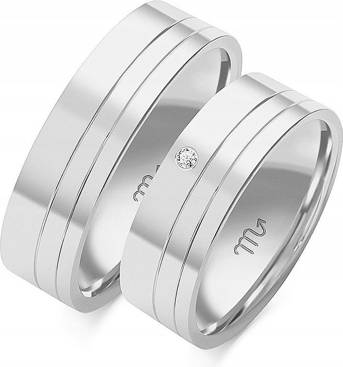 Bílé zlato snubní prsten s gravírováním 14K 585 ze zlata, originální vzor r29 30 31