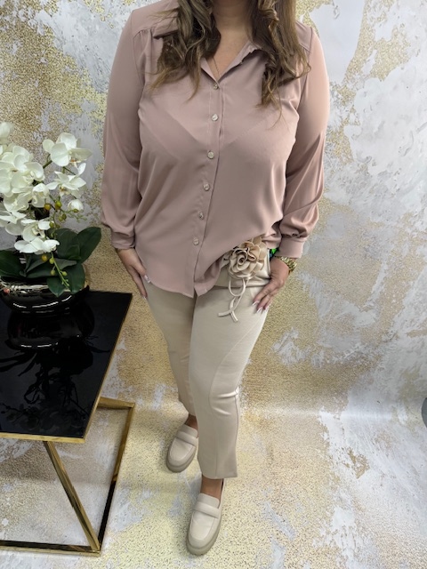 Dámská košile růžový pudr špinavý růžový plus size vel.44 dusty pink