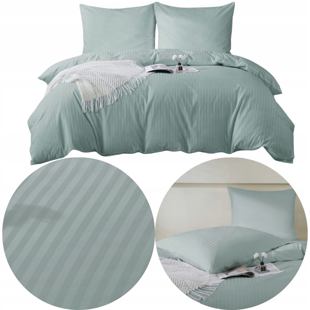 Pościel 140x200cm Szałwiowa 100% Bawełna Adamaszek 1 poszewka 70x80cm