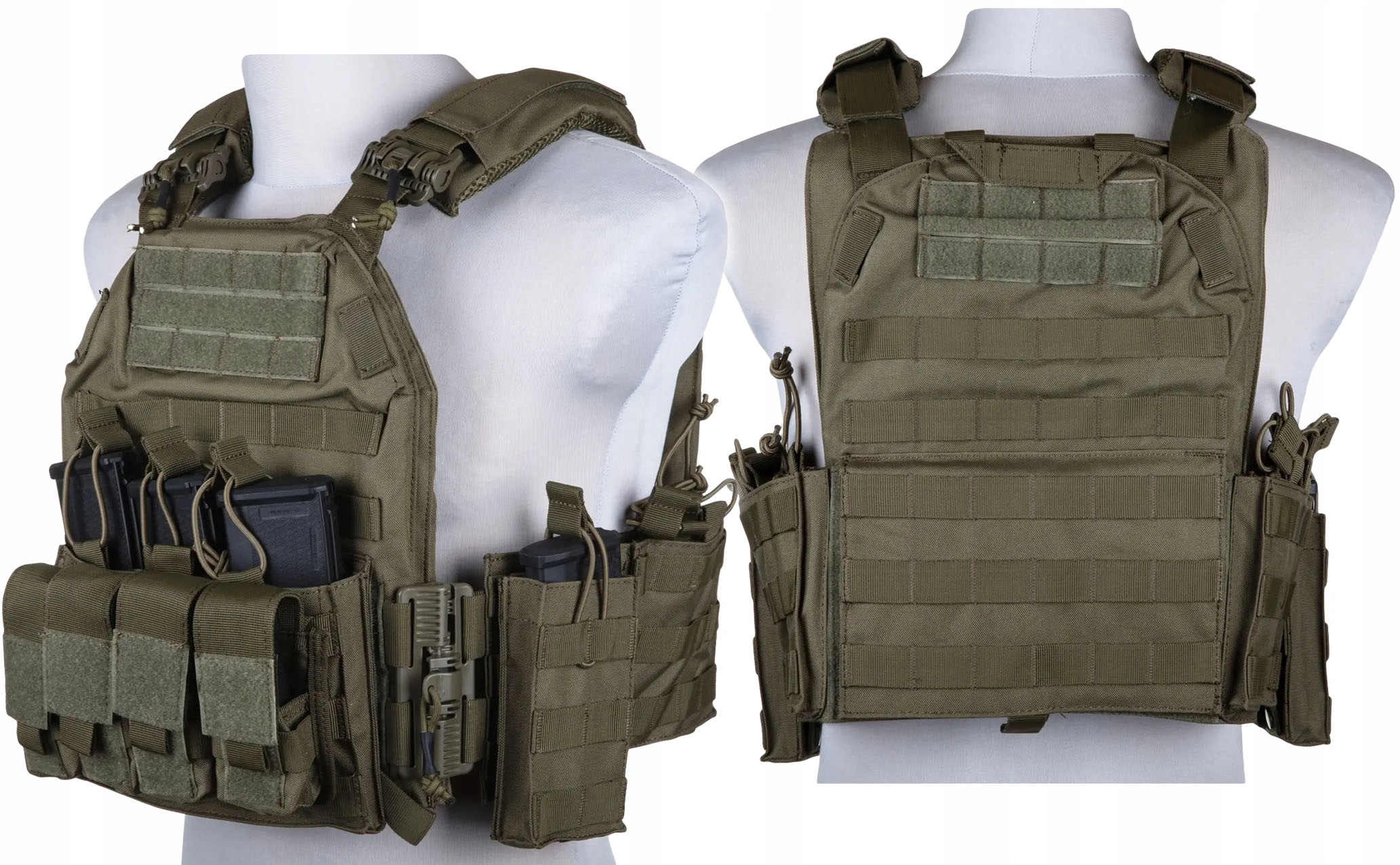 Kamizelka takttyczna Plate Carrier 8944-1 Ładownice Ar M4 G3 Zestaw Zielona