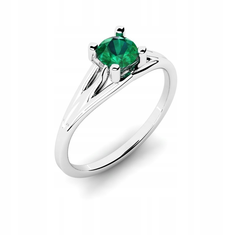 

Pierścionek Z Białego Złota Z Zieloną Cyrkonią